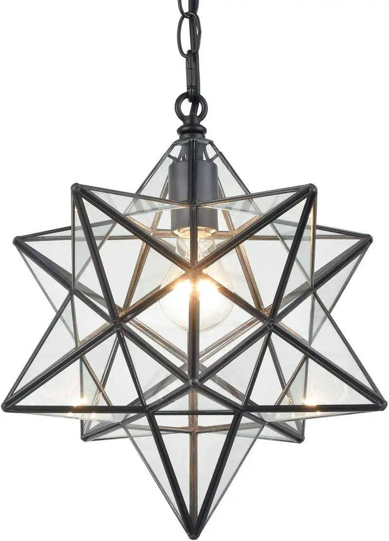 14'' Moravian Star Pendant Light Seeded Glass Star Lights with Hanging Chain Home & Garden > Lighting > Lighting Fixtures CLAXY Clear 14″ 