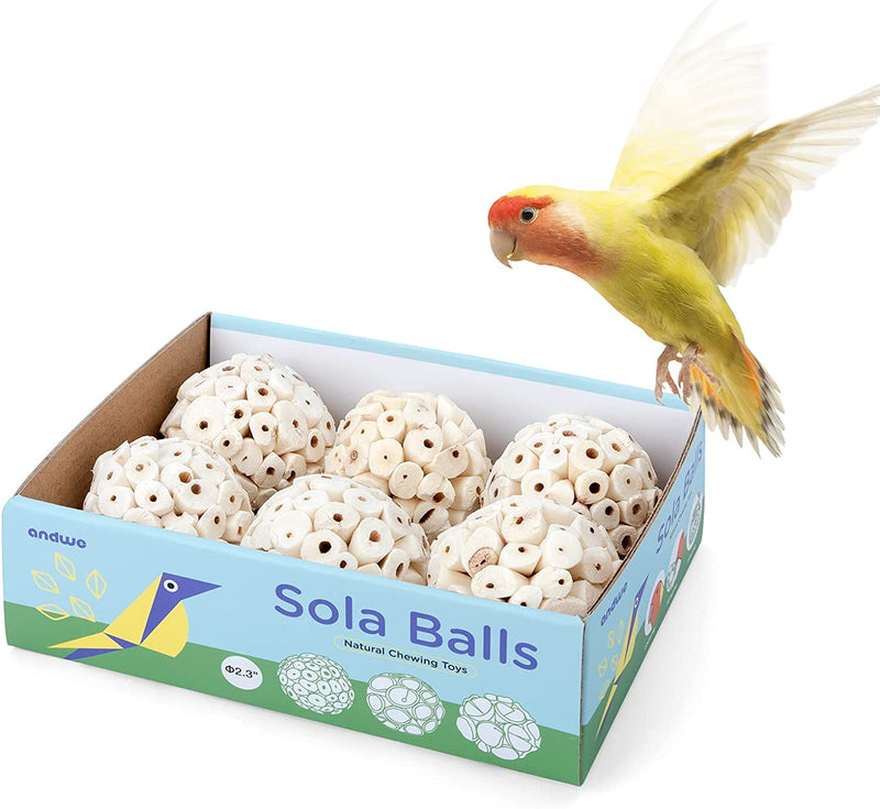 Andwe Bird Toy Sola Ball - Natural Soft Chew Shredding & Foraging Toy for Cockatiel Conure Quaker Parrot Budgie Parakeet Rabbit Bunny Guinea Pig Chinchilla (Style 1 (Pack of 6)) Animals & Pet Supplies > Pet Supplies > Bird Supplies > Bird Toys andwe Style 1 (Pack of 6)  