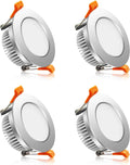 Ygs-Tech 2 Inch LED Recessed Lighting Dimmable Downlight, 3W(35W Halogen Equivalent), 4000K Natural White, CRI80, LED Ceiling Light, Silver Trim with LED Driver (4 Pack)