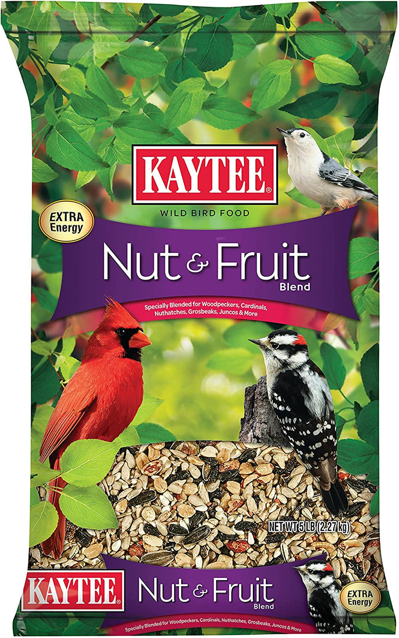 Kaytee Wild Bird Food Nut & Fruit Seed Blend for Cardinals, Chickadees, Nuthatches, Woodpeckers and Other Colorful Songbirds, 5 Pounds & Audubon Park 12231 Cardinal Blend Wild Bird Food, 4-Pounds