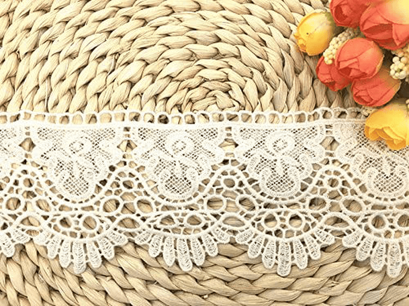 9CM Width Europe Crown Pattern Inelastic Embroidery Lace Trim,Curtain Tablecloth Slipcover Bridal DIY Clothing/Accessories.(4 Yards in one Package) (White) Arts & Entertainment > Hobbies & Creative Arts > Arts & Crafts Little lane lace Ivory  