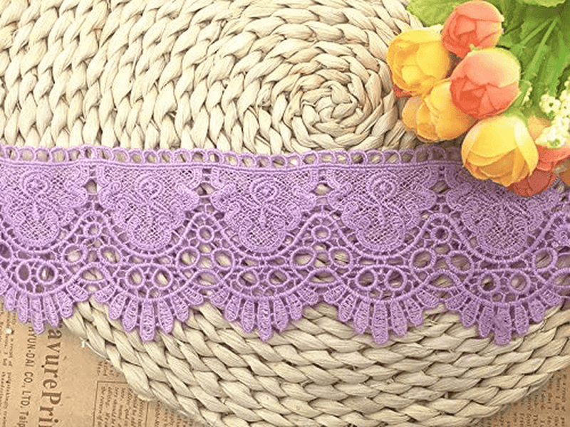 9CM Width Europe Crown Pattern Inelastic Embroidery Lace Trim,Curtain Tablecloth Slipcover Bridal DIY Clothing/Accessories.(4 Yards in one Package) (White) Arts & Entertainment > Hobbies & Creative Arts > Arts & Crafts Little lane lace Light purple  