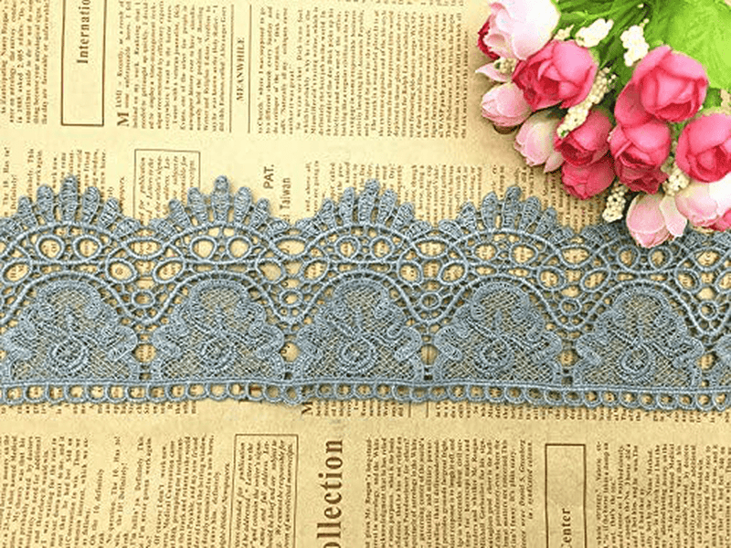 9CM Width Europe Crown Pattern Inelastic Embroidery Lace Trim,Curtain Tablecloth Slipcover Bridal DIY Clothing/Accessories.(4 Yards in one Package) (White)