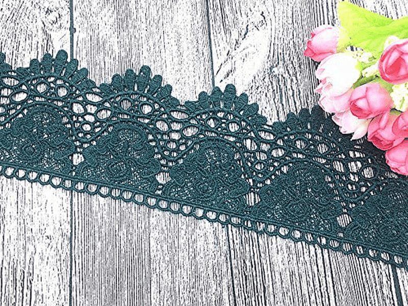 9CM Width Europe Crown Pattern Inelastic Embroidery Lace Trim,Curtain Tablecloth Slipcover Bridal DIY Clothing/Accessories.(4 Yards in one Package) (White) Arts & Entertainment > Hobbies & Creative Arts > Arts & Crafts Little lane lace Blackish green  