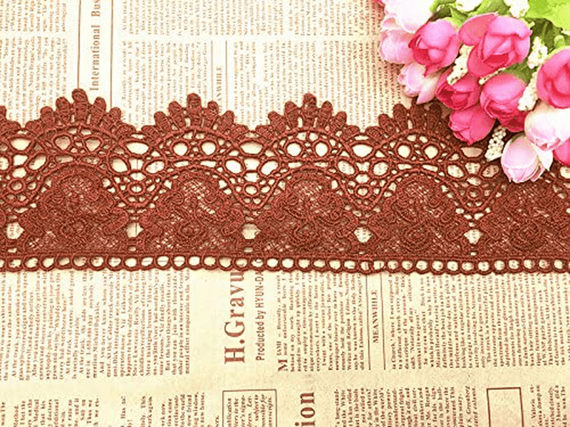 9CM Width Europe Crown Pattern Inelastic Embroidery Lace Trim,Curtain Tablecloth Slipcover Bridal DIY Clothing/Accessories.(4 Yards in one Package) (White) Arts & Entertainment > Hobbies & Creative Arts > Arts & Crafts Little lane lace caramel  