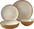 Tabletops Gallery Speckled Farmhouse Collection- Stoneware Dishes Service for 4 Dinner Salad Appetizer Dessert Plate Bowls, 16 Piece Jura Embossed Dinnerware Set in Caramel Home & Garden > Kitchen & Dining > Tableware > Dinnerware Tabletops Gallery Timeless Designs Since 1983 JURA CARAMEL 16 PIECE DINNERWARE 
