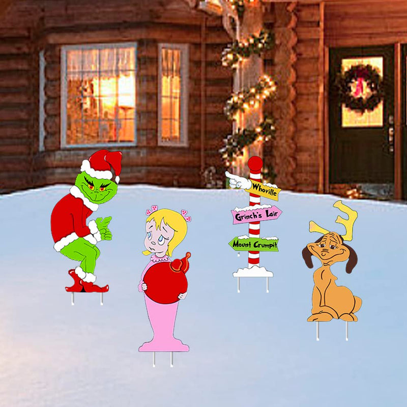 Gr1Nch Christmas Decorations, 4PCS Yard Signs with Stakes, Gr1Nch Cindy Max Whoville Sign for Xmas Garden Lawn Decor, Gr1Nch Stealing Christmas Decor Party Supplies Holiday Decorations Outdoor Home & Garden > Decor > Seasonal & Holiday Decorations& Garden > Decor > Seasonal & Holiday Decorations Kcysta   