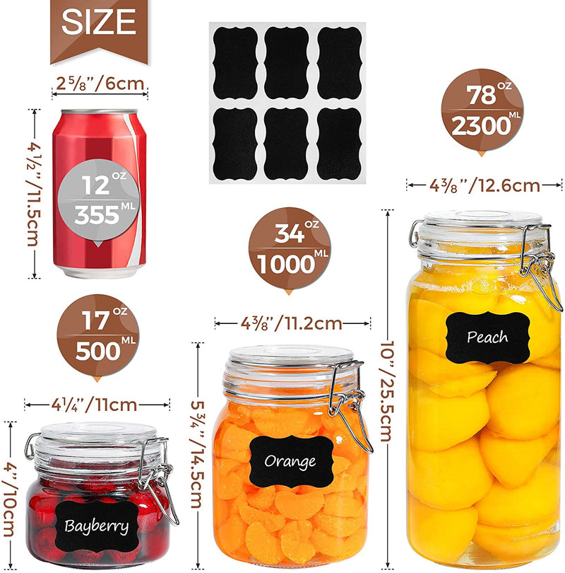 Comsaf Airtight Glass Canister Set of 3 with Lids 78Oz Food Storage Jar Square - Storage Container with Clear Preserving Seal Wire Clip Fastening for Kitchen Canning Cereal,Pasta,Sugar,Beans,Spice Home & Garden > Decor > Decorative Jars ComSaf   