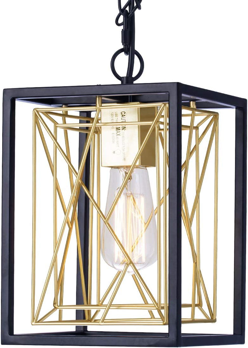 Pendant Lighting, UL Listed Cage Kitchen Light Fixtures Industrial Farmhouse Chandelier Black Gold Metal Hanging Lights E26 Modern Ceiling Light for Kitchen Island Entryway Dining Room Bedroom Foyer Home & Garden > Lighting > Lighting Fixtures FLOURIM   