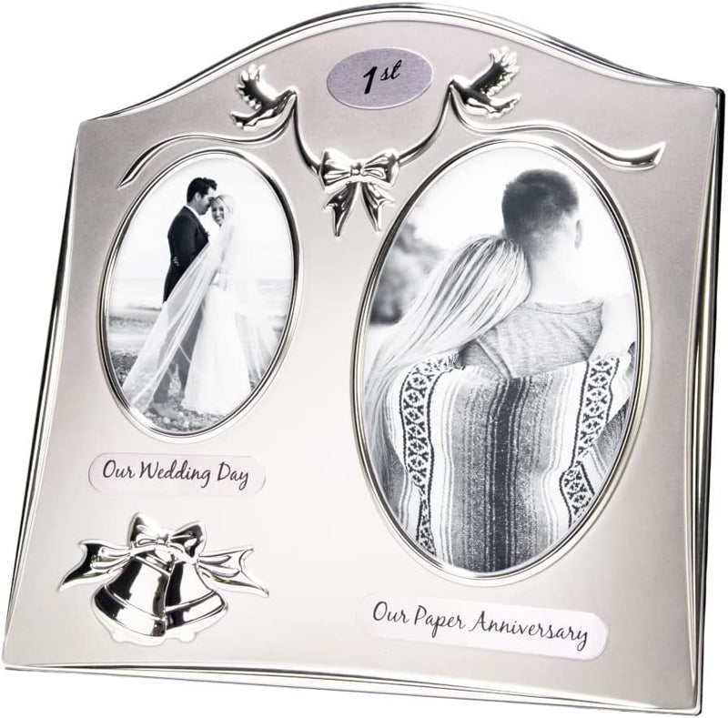 Haysom Interiors Traditional Two Tone Silver Plated 25Th Silver Anniversary Double Picture Frame Home & Garden > Decor > Picture Frames Haysom Interiors 1st  