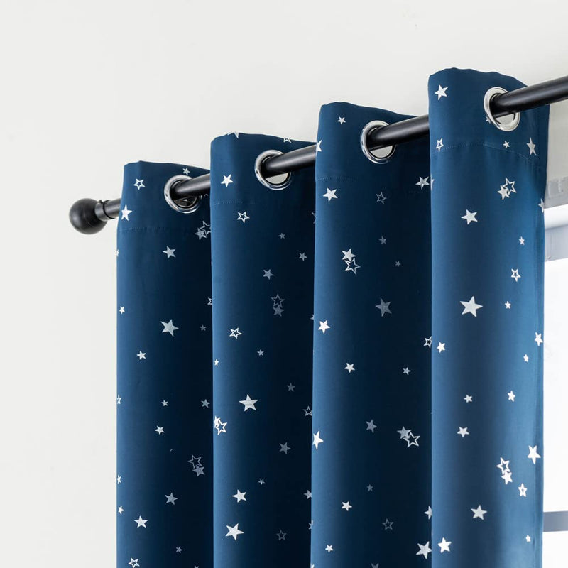 MANGATA CASA Star Blackout Curtains for Bedroom- Cute Window Curtain Panels with Grommet for Kids Room-Drapes for Nursey Living Room 84 Inch Length 2 Panels(Light Blue,52X84In) Home & Garden > Decor > Window Treatments > Curtains & Drapes MANGATA CASA Navy 52x63in 