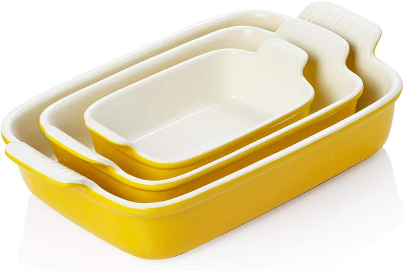 SWEEJAR Porcelain Bakeware Set for Cooking, Ceramic Rectangular Baking Dish Lasagna Pans for Casserole Dish, Cake Dinner, Kitchen, Banquet and Daily Use, 13 X 9.8 Inch(Red) Home & Garden > Kitchen & Dining > Cookware & Bakeware SWEEJAR Yellow  