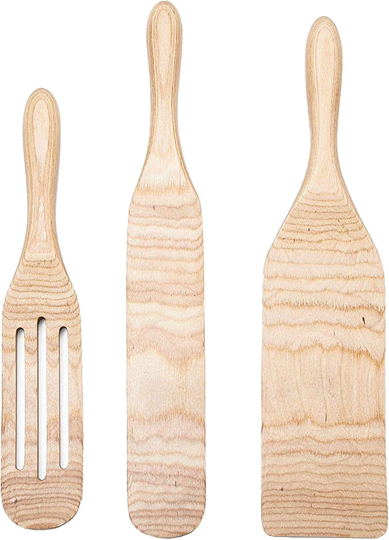 Mad Hungry Spurtle Pakkawood Set 3-Piece - Kitchen Spatula Spoon Tools for Cooking & Mixing, Narrow Jar Scraper, Icing Cake & Frosting Knife Spreader Home & Garden > Kitchen & Dining > Kitchen Tools & Utensils Mad Hungry Natural  
