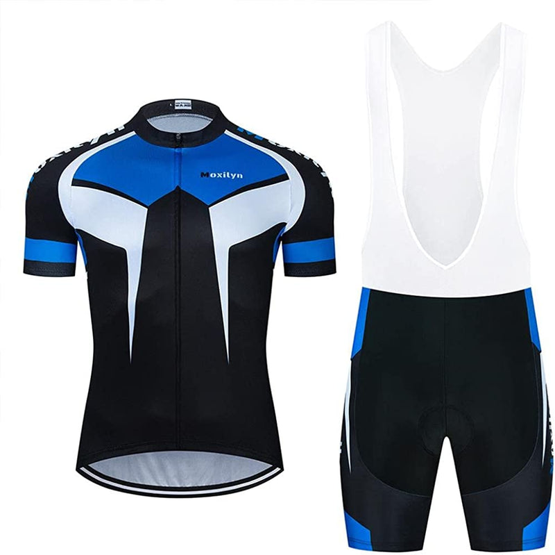 MOXILYN Men'S Cycling Jersey Bike Clothing Set Full Zipper Breathable Quick-Dry Shirt + Cycling Bibs with 20D Padded Sporting Goods > Outdoor Recreation > Cycling > Cycling Apparel & Accessories MOXILYN D21s-set Small 