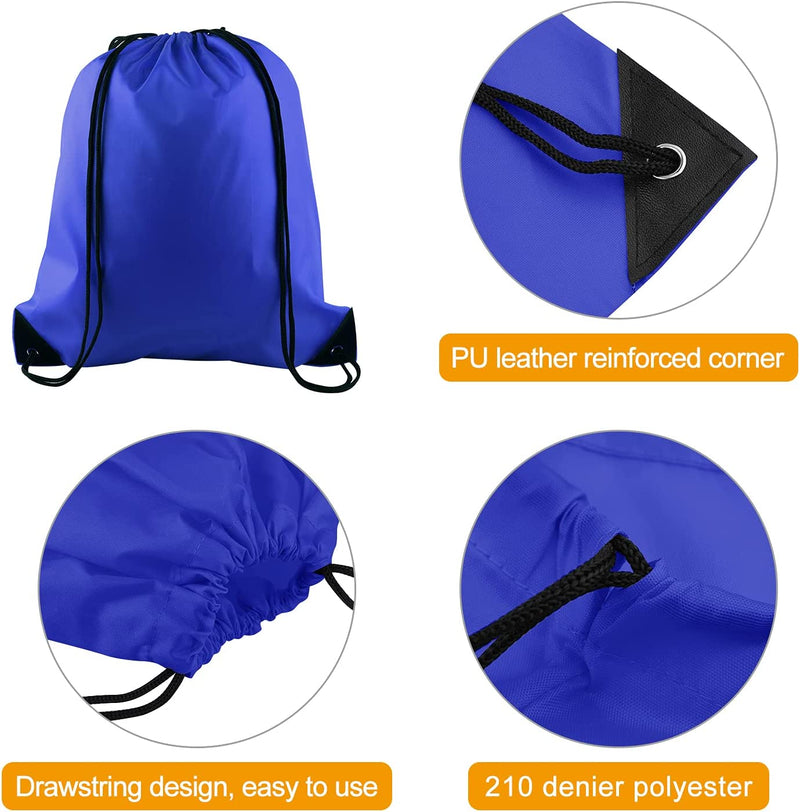 PLULON 25 Pcs Blue Drawstring Backpack Bags Bulk String Backpack Cinch Sack Pull Sport Gym Backpack Bags for Yoga Traveling Outdoor Sports