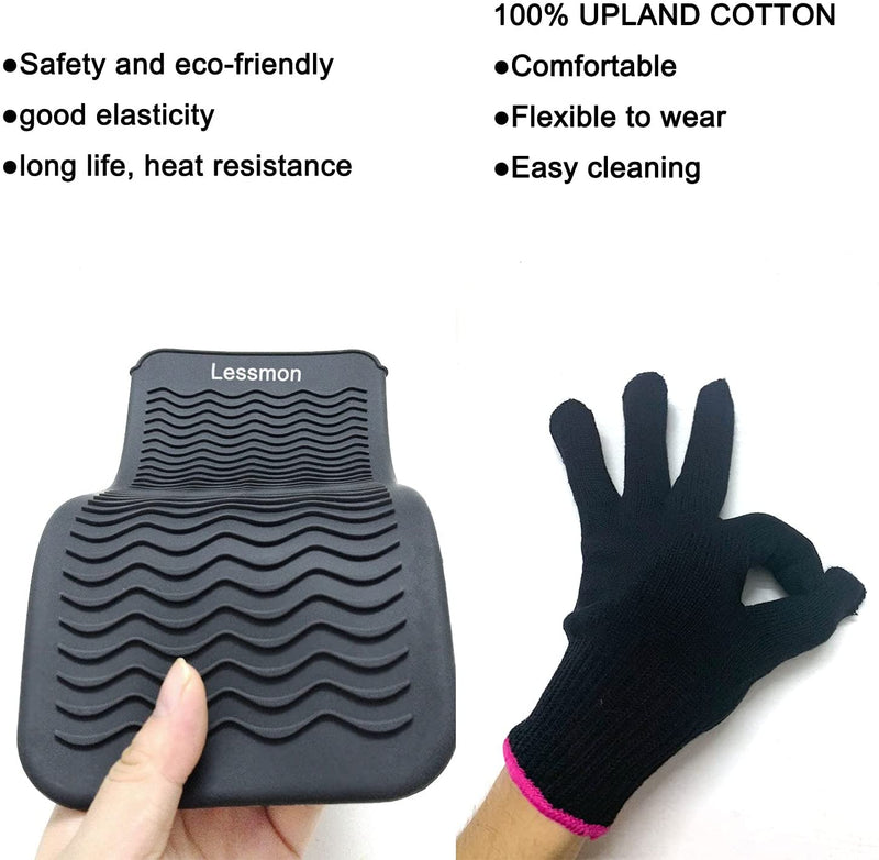 Heat Resistant Mat Pouch and Heat Resistant Glove for Curling Irons, Hair Straightener, Flat Irons and Hair Styling Tools 11.5" X 6", Food Grade Silicone, Black Sporting Goods > Outdoor Recreation > Fishing > Fishing Rods Lessmon   
