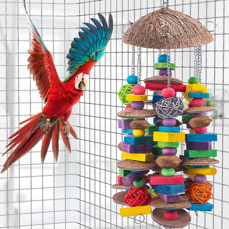 Ebaokuup Large Bird Parrot Toys, Colorful Wooden Blocks Bird Chewing Toy Parrot Cage Bite Toy for Macaws Cokatoos African Grey and Large Medium Parrot Birds Animals & Pet Supplies > Pet Supplies > Bird Supplies > Bird Toys EBaokuup   