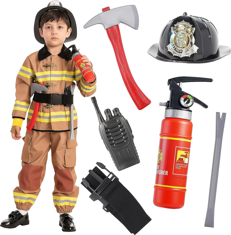 Spooktacular Creations Child Unisex Red Fireman Costume for Halloween Dress Up-3T  Joyin Inc Brown Medium(8-10 Yrs) 