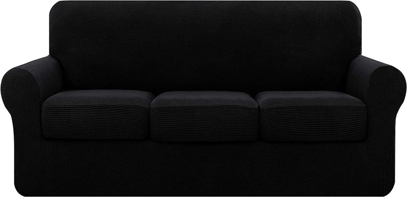 Symax Couch Cover Sofa Slipcover Chair Slipcover 2 Piece Sofa Covers Couch Slipcover Stretch Furniture Protector Washable (Chair, Ivory) Home & Garden > Decor > Chair & Sofa Cushions SyMax Black Large 