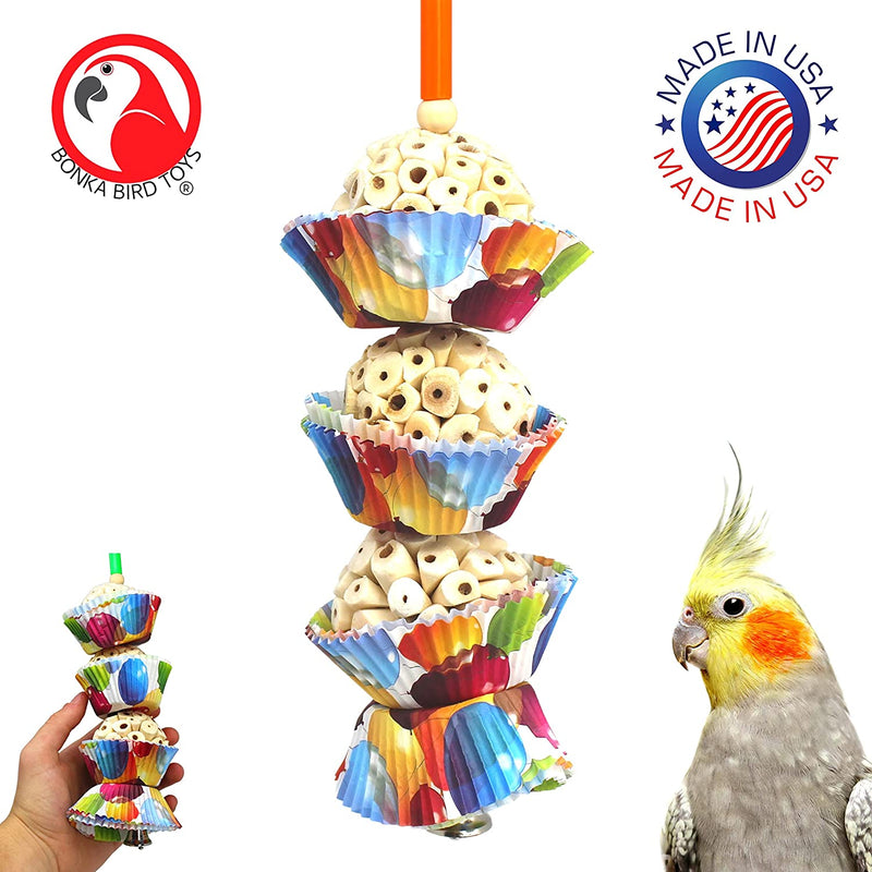 Bonka Bird Toys 1931 Three Cake Colorful Shredding Foraging Treat Natural Sola Conures Cockatiels Parakeets and Other Similar Birds Animals & Pet Supplies > Pet Supplies > Bird Supplies > Bird Toys Bonka Bird Toys   