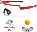 OMEKOL Photochromic Sunglasses for Men Sports Transition Cycling Glasses UV400 Mountain Bike Goggles Riding Bicycle Eyewear Sporting Goods > Outdoor Recreation > Cycling > Cycling Apparel & Accessories OMEKOL Red Frame With Black Dots  