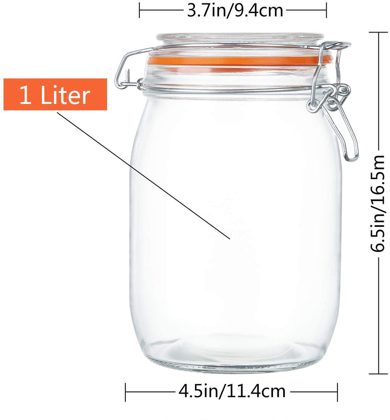 Encheng 32 Oz Glass Jars with Airtight Lids and Leak Proof Rubber Gasket,Wide Mouth Mason Jars with Hinged Lids for Kitchen Canisters 1000Ml, Glass Storage Containers 4 Pack … Home & Garden > Decor > Decorative Jars Encheng   