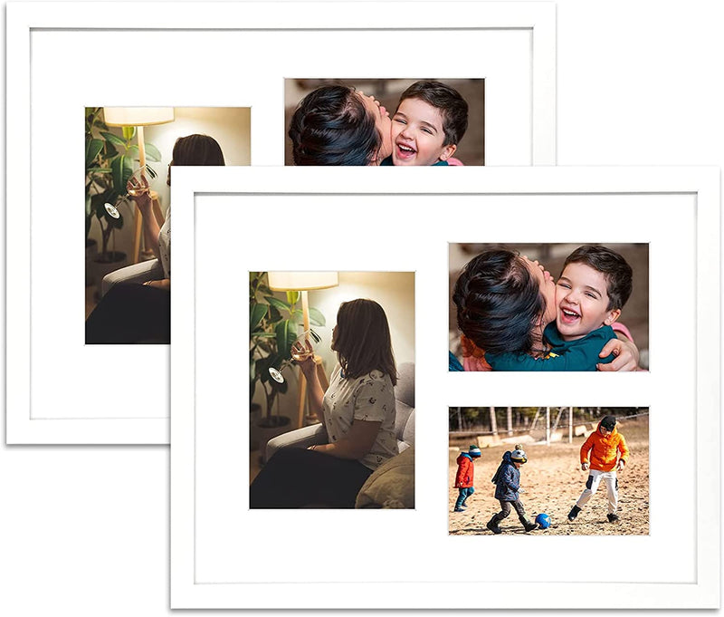Golden State Art, 12X24 Black Wood Picture Frame - White Mat for 8X10 and 5X7 Photos - Real Glass, Sawtooth Hanger, Swivel Tabs - Wall Mounting - Great for Posters, Weddings, and Engagements Home & Garden > Decor > Picture Frames Golden State Art White (White Mat) 11x14 (2 Pack) 