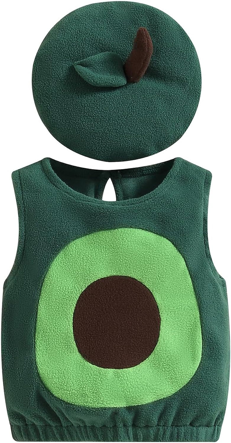 Madjtlqy Halloween Costumes Baby Girl Boy Avocado Sleeveless Romper Jumpsuit + Hat 2Pcs Outfit  Madjtlqy Avocado 0-6 Months 