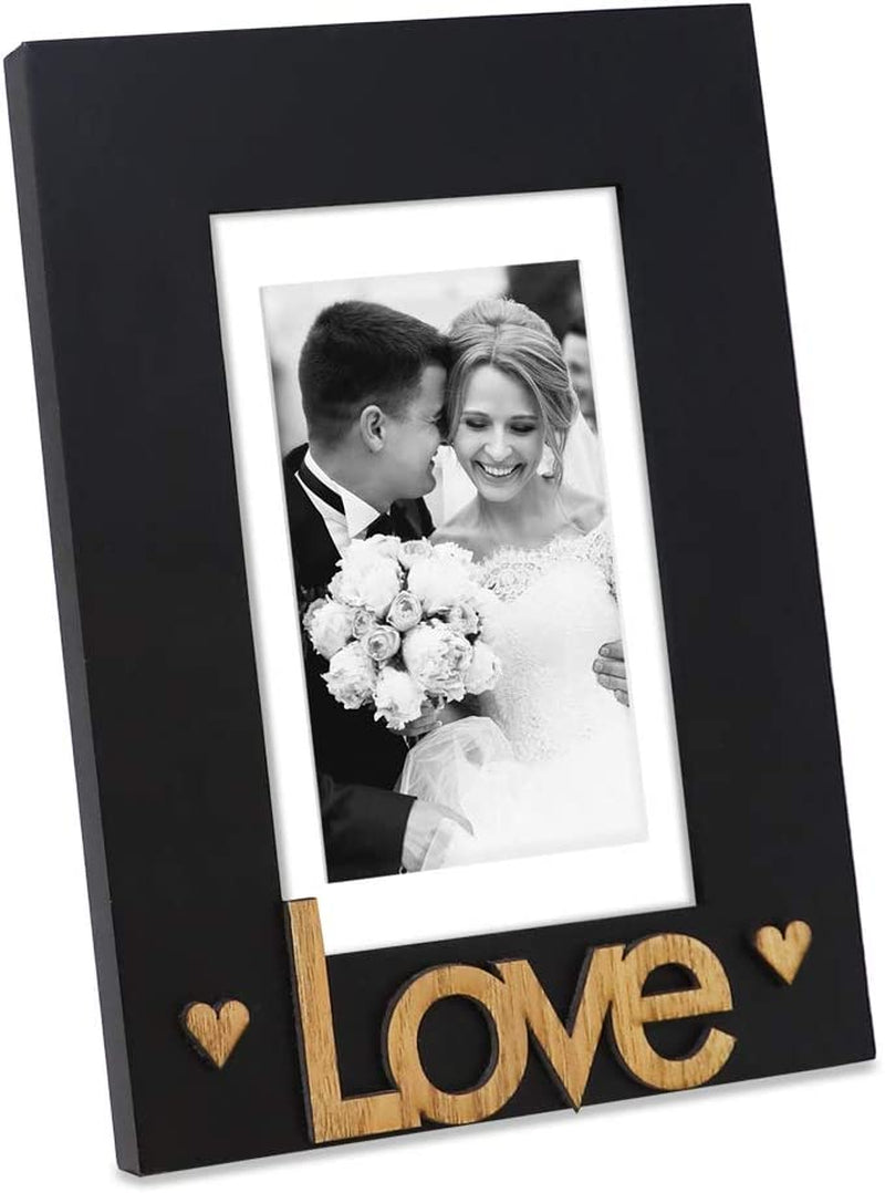 Isaac Jacobs Black Wood Sentiments “Love” Picture Frame, 5X7 Inch with Mat, Photo Gift for Loved Ones, Family, Display on Tabletop, Desk (Black, 5X7 (Matted 4X6)) Home & Garden > Decor > Picture Frames Isaac Jacobs International Black 5x7 (Matted 4x6) 