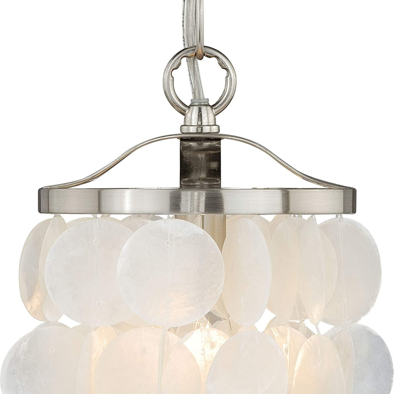 VAXCEL Elsa Satin Nickel Coastal Capiz Shell Mini Pendant Ceiling Light Home & Garden > Lighting > Lighting Fixtures VAXCEL   
