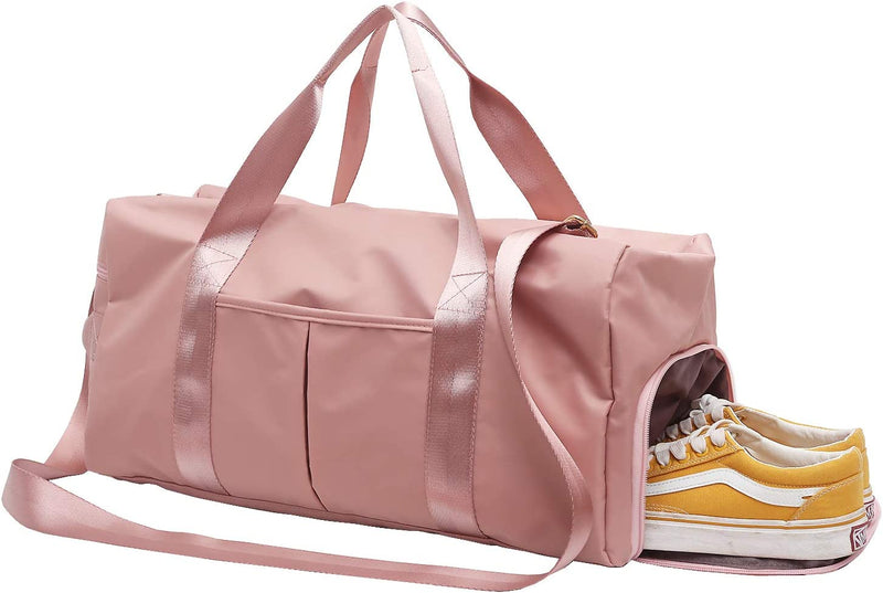 DOURR Gym Bag Waterproof Duffle Bag with Shoes Compartment Swim Bag Dry Wet Depart Travel Weekender Bag for Women Men (Pink 1) Home & Garden > Household Supplies > Storage & Organization DOURR Pink 1  