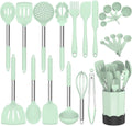 Silicone Cooking Utensil Set, Fungun Non-Stick Kitchen Utensil 24 Pcs Cooking Utensils Set, Heat Resistant Cookware, Silicone Kitchen Tools Gift with Stainless Steel Handle (Khaki-24Pcs) … Home & Garden > Kitchen & Dining > Kitchen Tools & Utensils Fungun Green-24pcs  