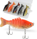 ZACX 3D Lifelike Fishing Lures for Bass Trout Perch Freshwater Fishing Lures Multi Jointed Swimbait Hard Bait Freshwater Fishing Gear Fishing Stuff Fishing Gifts for Men Sporting Goods > Outdoor Recreation > Fishing > Fishing Tackle > Fishing Baits & Lures ZACX Pack of 5  