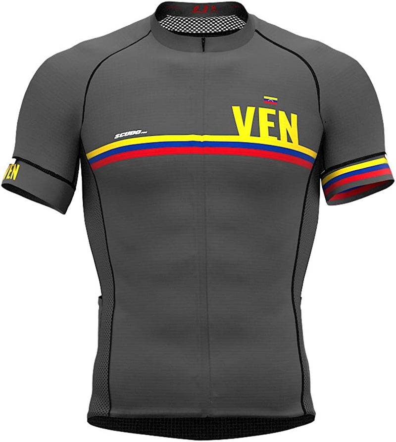 Venezuela Code Short Sleeve Cycling PRO Jersey for Men Sporting Goods > Outdoor Recreation > Cycling > Cycling Apparel & Accessories Scudo Sports Wear Gray X-Small 