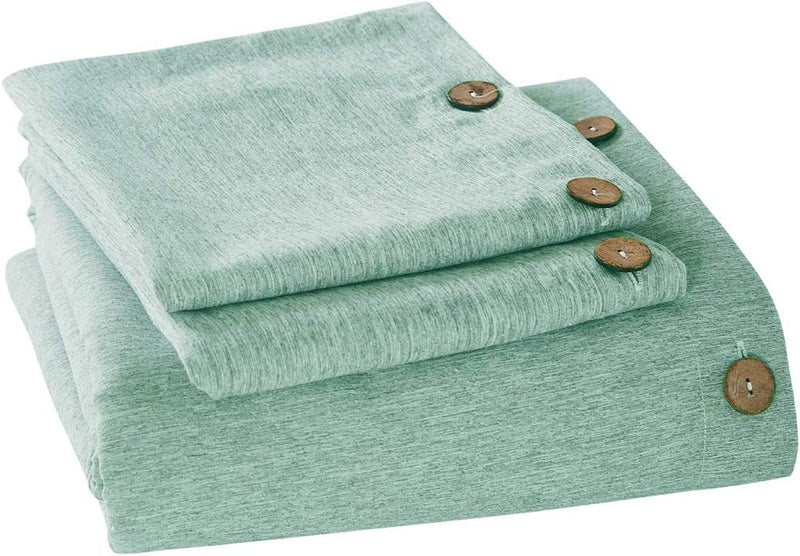 MUKKA Duvet Cover King Blue Heather Chambray, Simple Style with Coconut Button Closure Brushed Microfiber Luxury & Breathable, Easy Care Bed Linen Home & Garden > Linens & Bedding > Bedding MUKKA HOME Sage Green King (1 Duvet Cover+2 Pillow Cases) 