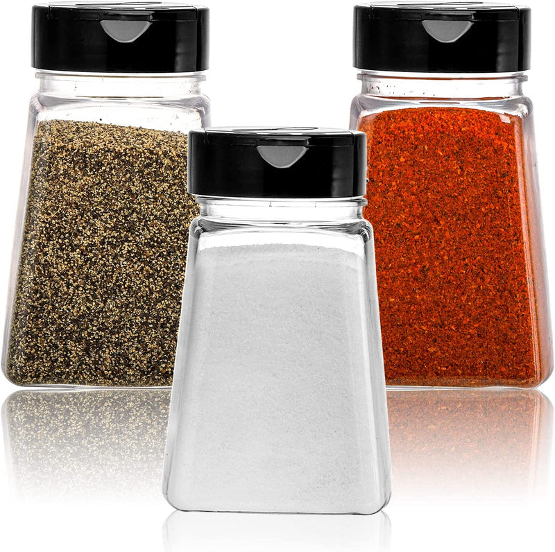 Tebery 24 Pack Clear Plastic Spice Jars with Black Flap Cap, 9OZ Seasoning Jars Storage Container Bottle to Pour or Sifter Shaker for Storing Spice, Herbs and Powders Home & Garden > Decor > Decorative Jars Tebery   