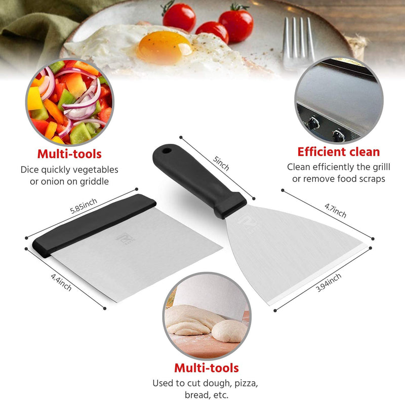 Rayze Griddle Accessories Kit, 10 Pcs Professional Heavy Duty Stainless Steel Cooking Tools with Carrying Bag Spatula Scraper and Accessories Great for Outdoor BBQ and Camping Home & Garden > Kitchen & Dining > Kitchen Tools & Utensils Rayze   