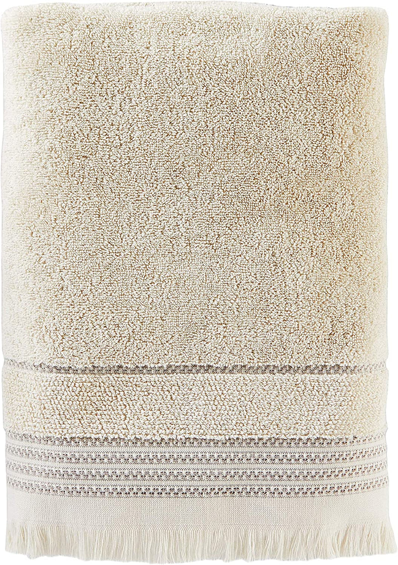 SKL Home Casual Fringe Bath Towel Set, White Home & Garden > Linens & Bedding > Towels Saturday Knight Ltd. Bath Towel, Taupe  
