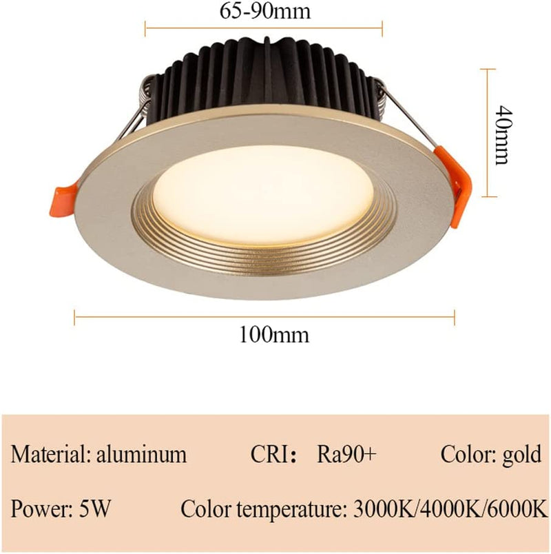 FAZRPIP Ultra Thin Recessed Light 5W LED Panel Ligh Baffle Trim Daylight Retrofit Downlight Eyeball Retrofit Recessed Ceiling Light Anti-Glare COB Spotlights