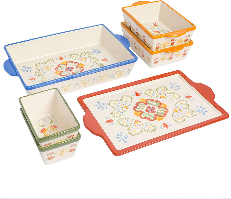 Laurie Gates by Gibson Hand Painted Tierra Mix and Match Bakeware Set, 2-Piece Bakeware Set (1.6Qt & 3.9Qt), Assorted Home & Garden > Kitchen & Dining > Cookware & Bakeware Laurie Gates Assorted 6-Piece Bakeware Set 