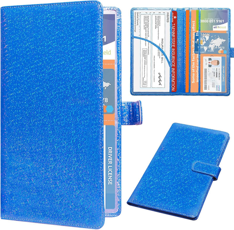 Dmluna Car Registration and Insurance Holder, Leather Vehicle Card Document Glove Box Organizer, Auto Truck Compartment Accessories for Essential Information, Driver License Cards, Glitter Rose Sporting Goods > Outdoor Recreation > Winter Sports & Activities DMLuna Royal-Blue-Glitter  