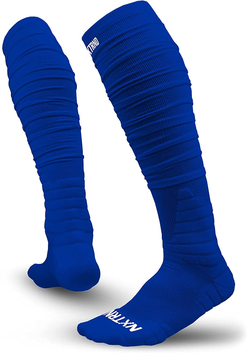 Nxtrnd XTD Scrunch Football Socks, Extra Long Padded Sports Socks for Men & Boys Sporting Goods > Outdoor Recreation > Winter Sports & Activities NXT NXTRND Royal Blue Small 