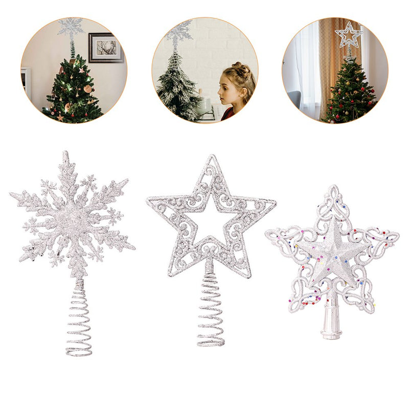 Frcolor Christmas Tree Hanging Decoration Party Star Treetops Snowflake Ornaments Star Holiday Decorations Xmas Supplies Topper