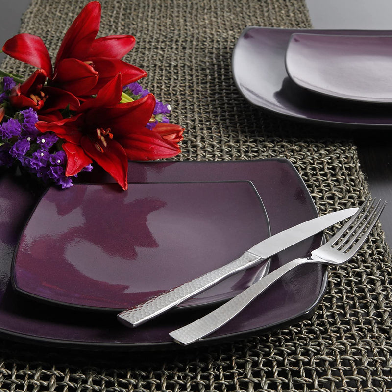 Gibson Soho Lounge Dinnerware Set, Square, Purple Home & Garden > Kitchen & Dining > Tableware > Dinnerware Gibson Overseas, Inc   