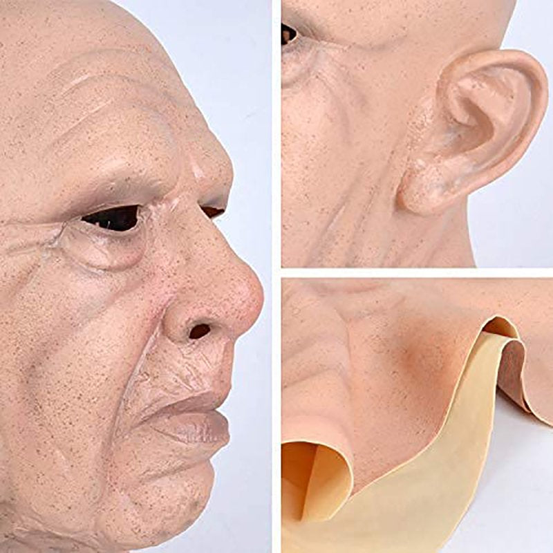 Old Man Mask Latex Halloween Cosplay Party Realistic Full Face Masks Headgear
