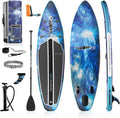 Serenelife Inflatable Stand up Paddle Board (6 Inches Thick) with Premium SUP Accessories & Carry Bag | Wide Stance, Bottom Fin for Paddling, Surf Control, Non-Slip Deck | Youth & Adult Standing Boat Sporting Goods > Outdoor Recreation > Fishing > Fishing Rods SenerelifeHome Ocean Blue Paddle Board 
