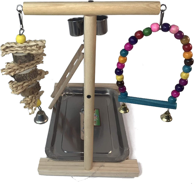 Hamiledyi Bird Playground Parrots Play Stand Wooden Parrot Perch Gym Playpen Parakeet Ladders Exercise with Feeder Cups for Cockatoo Parakeet Conure Cockatiel Cage Accessories Toy Animals & Pet Supplies > Pet Supplies > Bird Supplies Hamiledyi   