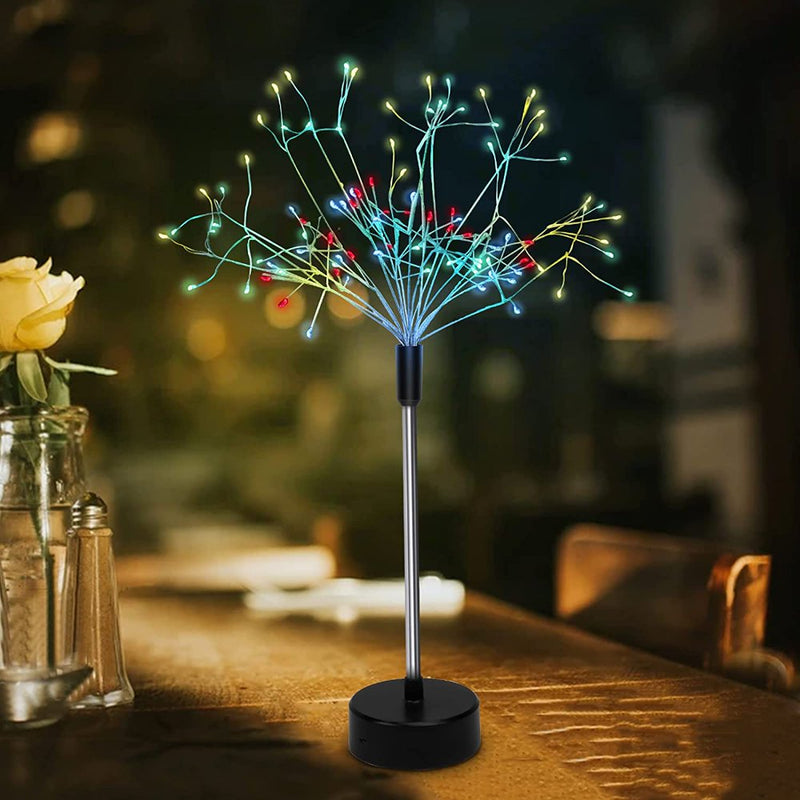 Ssawcasa 120 LED Firework Lights - Timer Function & 8 Modes Remote Solar Table Lights for Christmas Party Valentines Day Wedding Home Bedroom Indoor Decor Colorful