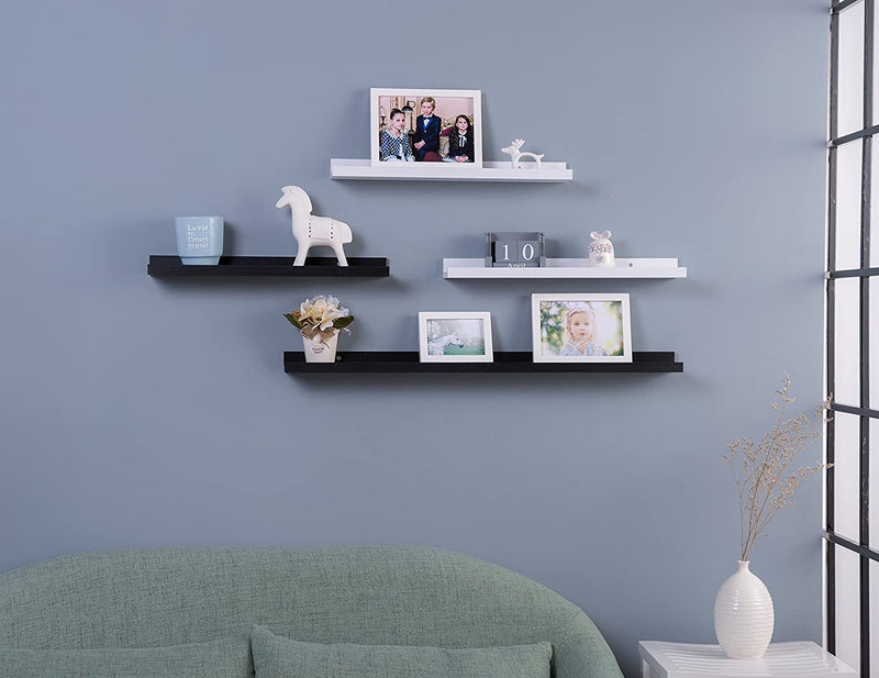 O&K Furniture Set of 2 Black Picture Ledge Diaplay Wall Shelf, 18.9" Length Furniture > Shelving > Wall Shelves & Ledges GHN   
