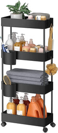 Pipishell Slim Storage Cart with Wheels, 4 Tier Bathroom Storage Organizer Rolling Utility Cart for Bathroom Kitchen Laundry Room Office Narrow Place (Black) Home & Garden > Household Supplies > Storage & Organization Pipishell Black  